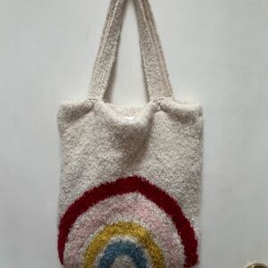Free People Cream Tote with Rainbow Arches